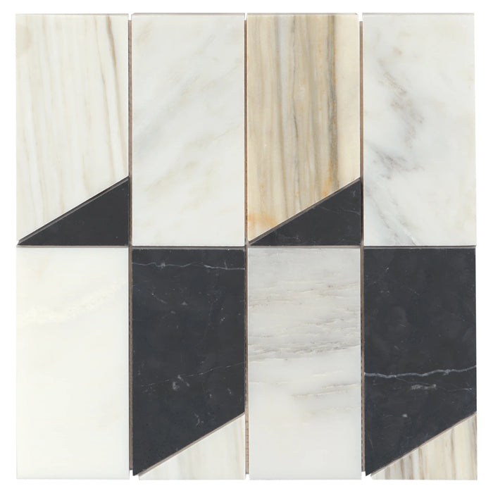 Bedrosians - Modni Jett Honed Marble Blend Mosaic - Warm Blend