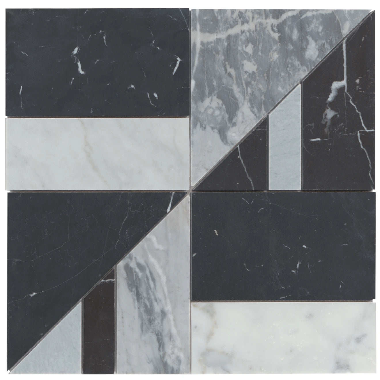 Bedrosians - Modni Lennox Honed Marble Blend Mosaic - Cool Blend