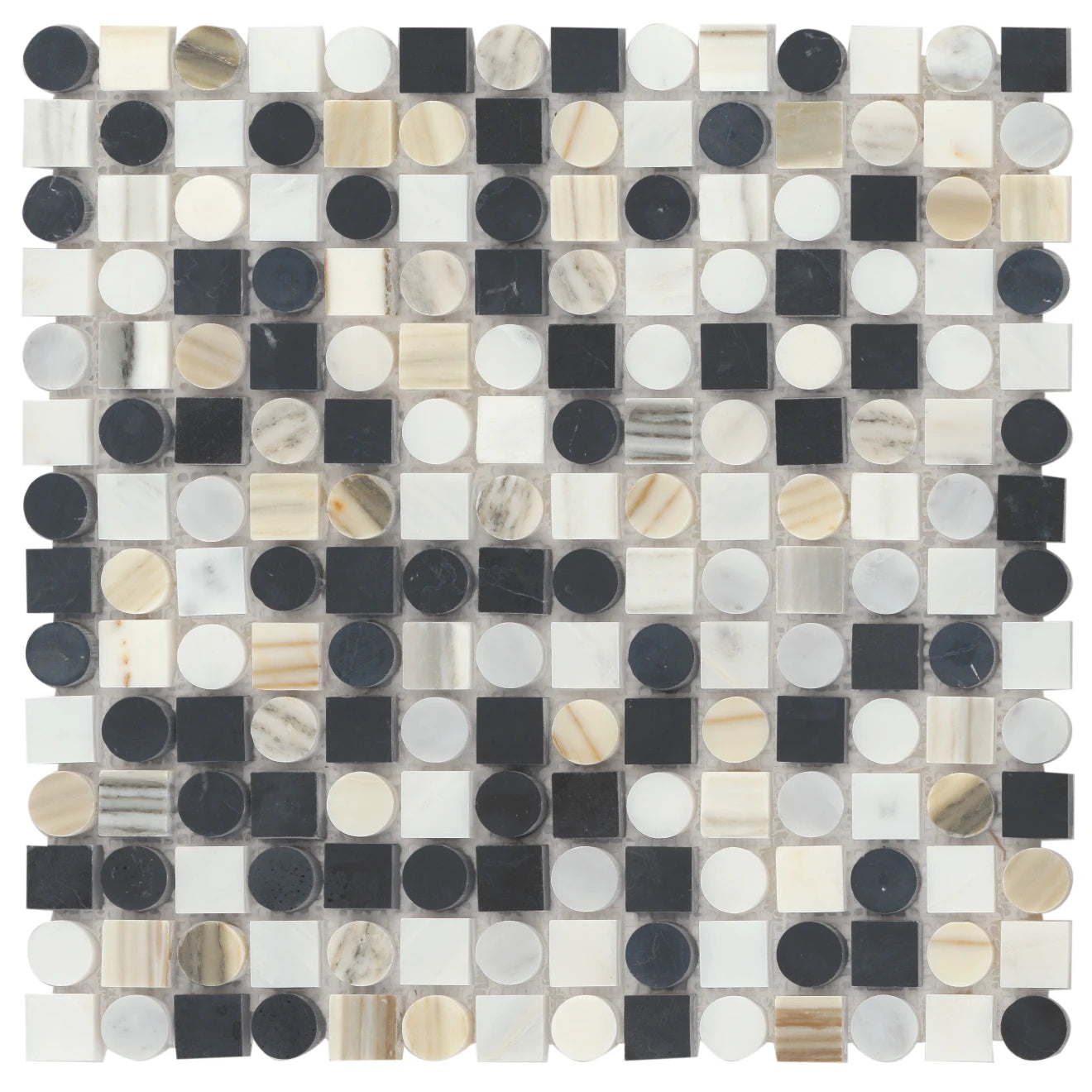 Bedrosians - Modni Monroe Honed Marble Blend Mosaic - Warm Blend