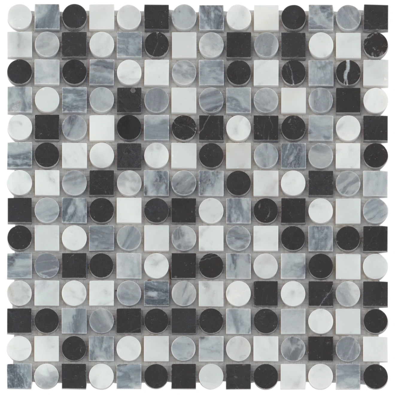 Bedrosians - Modni Monroe Honed Marble Blend Mosaic - Cool Blend