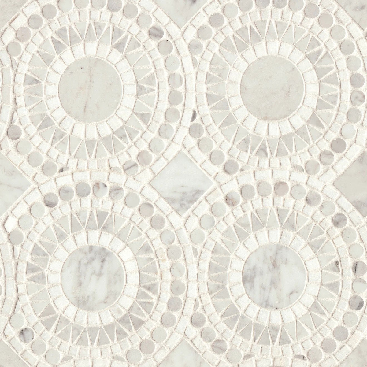 Bedrosians - Solis Honed Marble Blend Mosaic - White Carrara &amp; White Thassos