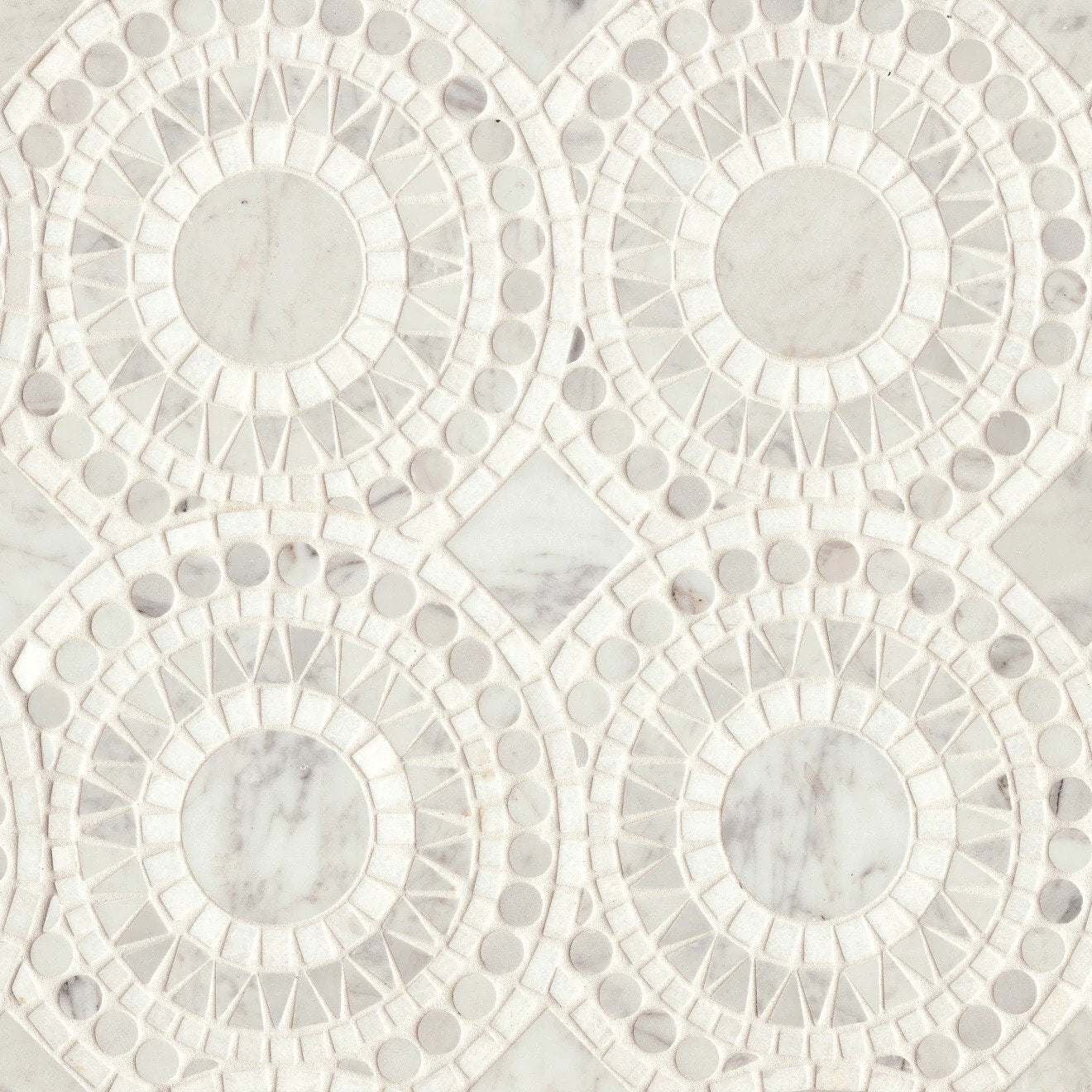 Bedrosians - Solis Honed Marble Blend Mosaic - White Carrara & White Thassos