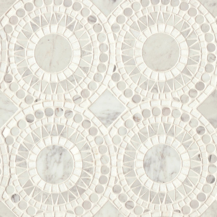 Bedrosians - Solis Honed Marble Blend Mosaic - White Carrara & White Thassos