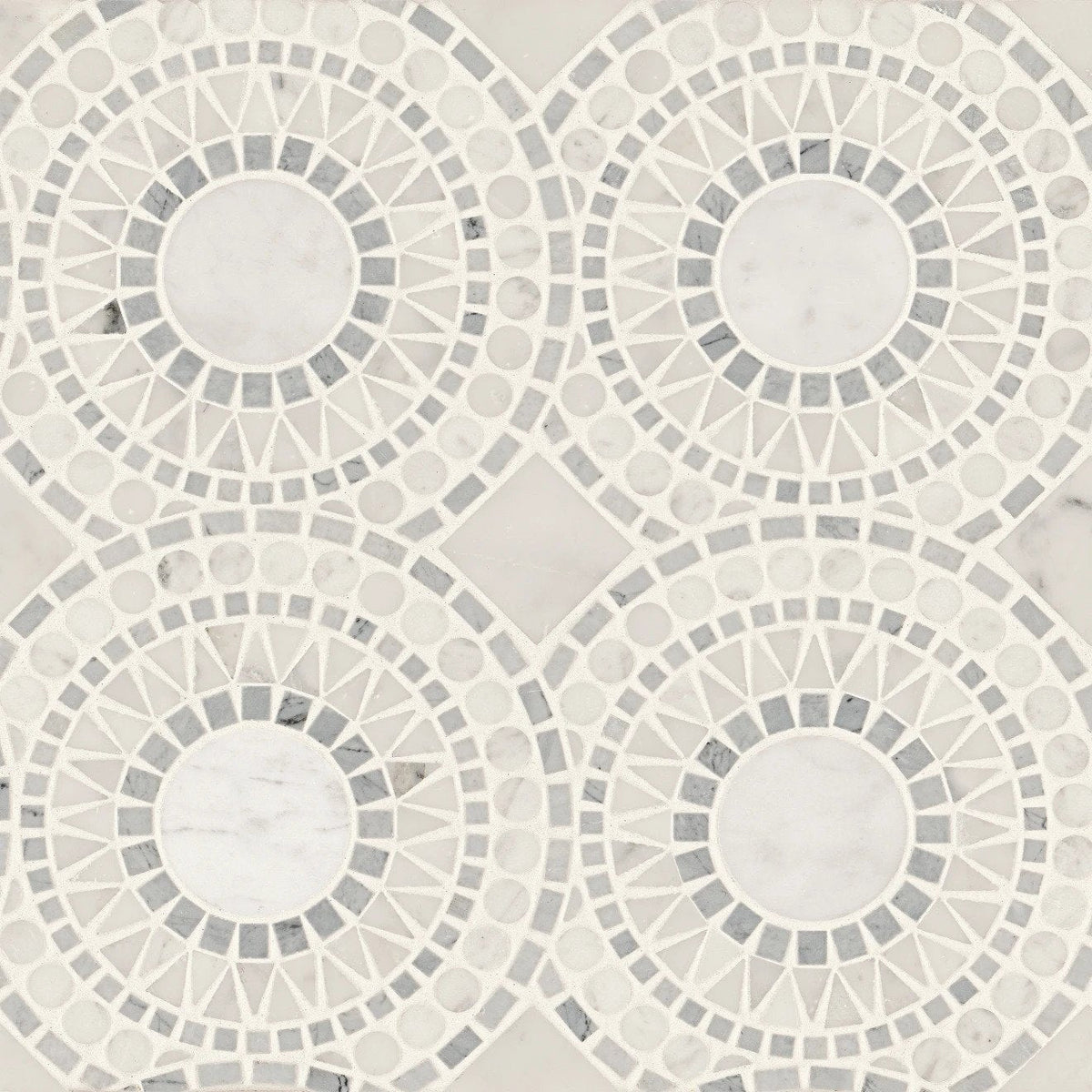 Bedrosians - Solis Honed Marble Blend Mosaic - White Carrara &amp; Bardiglio