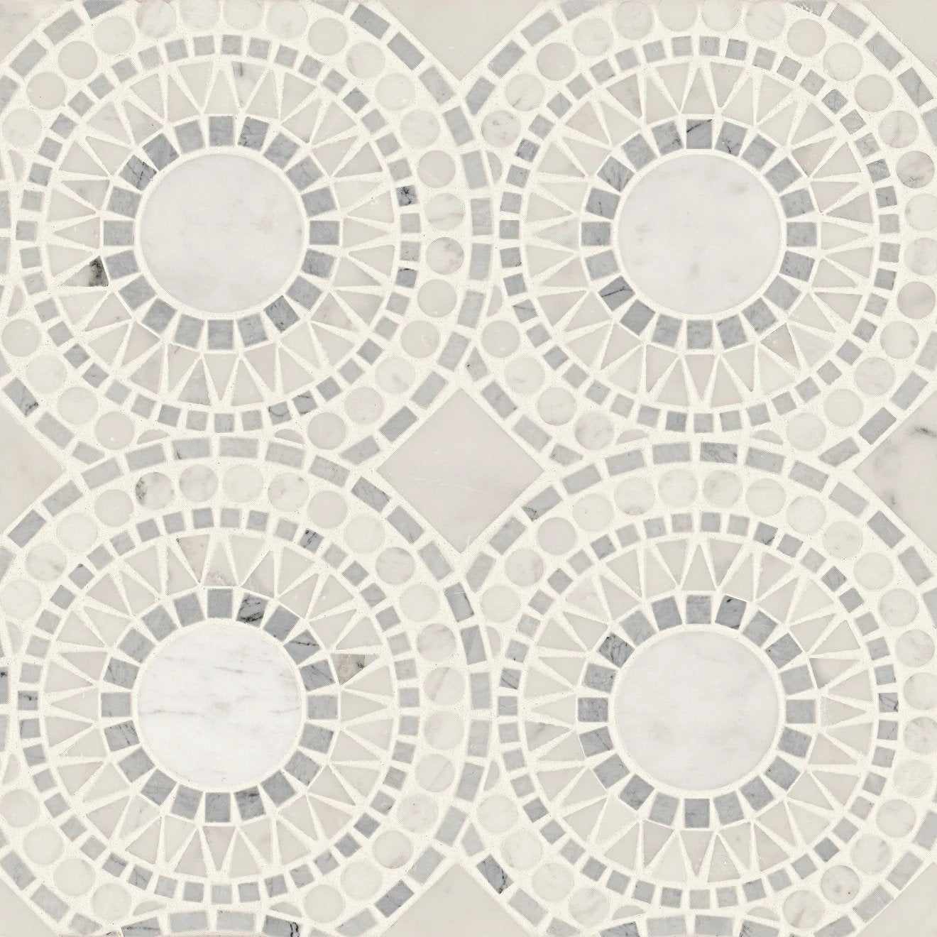 Bedrosians - Solis Honed Marble Blend Mosaic - White Carrara & Bardiglio