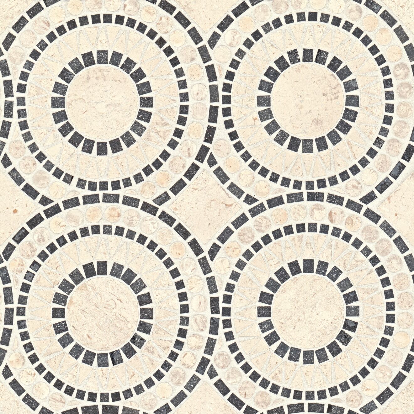 Bedrosians - Solis Honed Marble Blend Mosaic - Myra Beige & Basalt