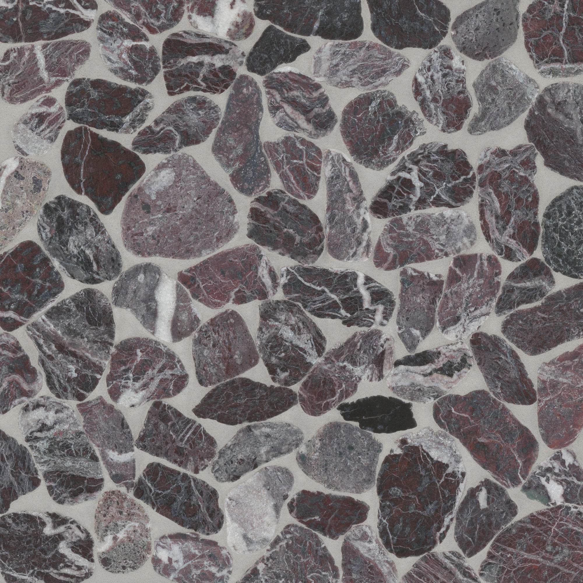 Bedrosians Tile & Stone - Waterbrook 12" x 12" Medium Sliced Pebble Mosaic Tile - Rosso Levanto