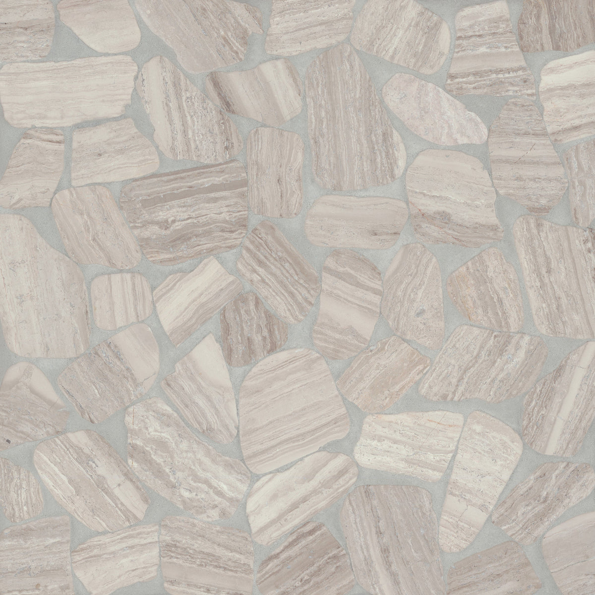 Bedrosians Tile &amp; Stone - Waterbrook 12&quot; x 12&quot; Medium Sliced Pebble Mosaic Tile - Ashen Grey