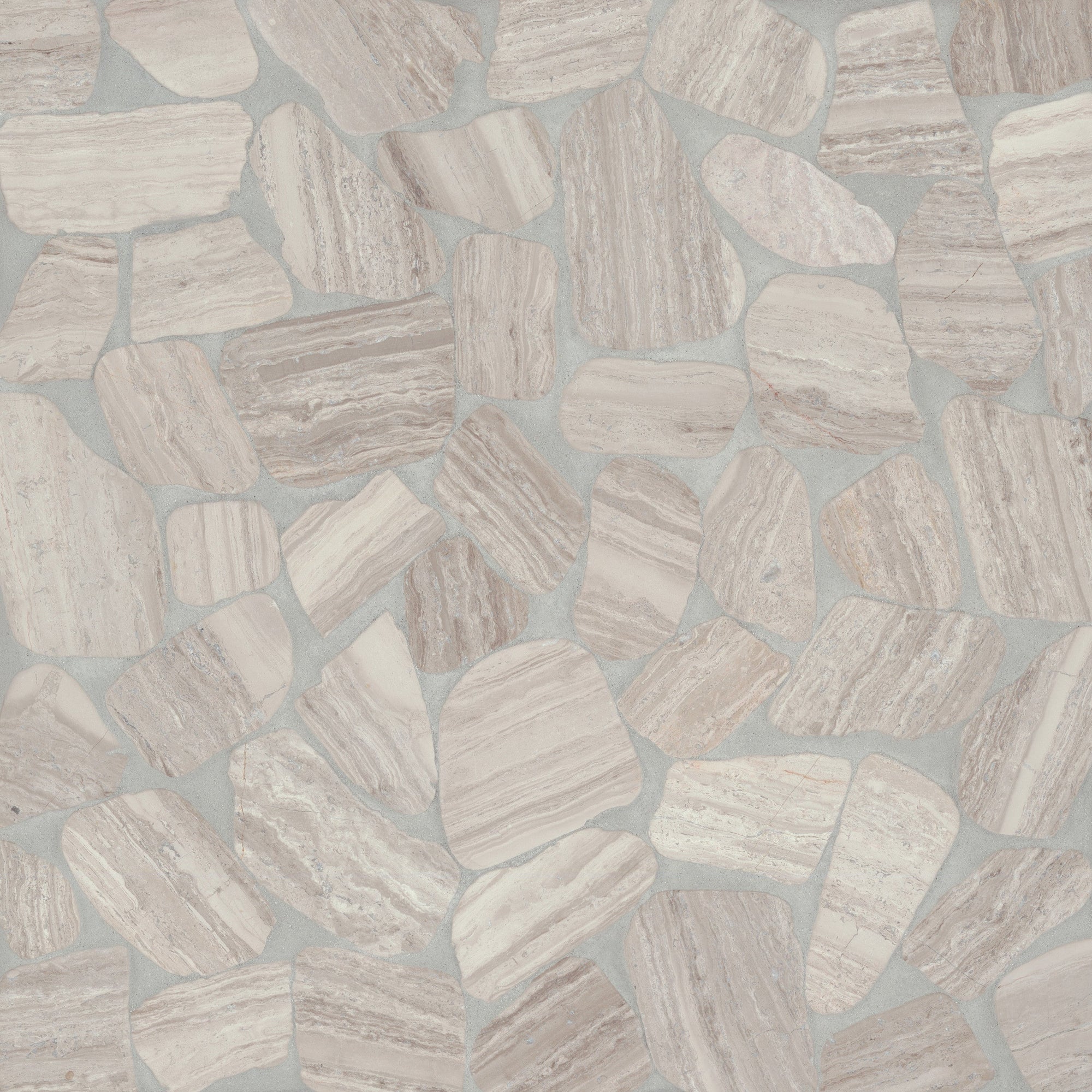 Bedrosians Tile & Stone - Waterbrook 12" x 12" Medium Sliced Pebble Mosaic Tile - Ashen Grey