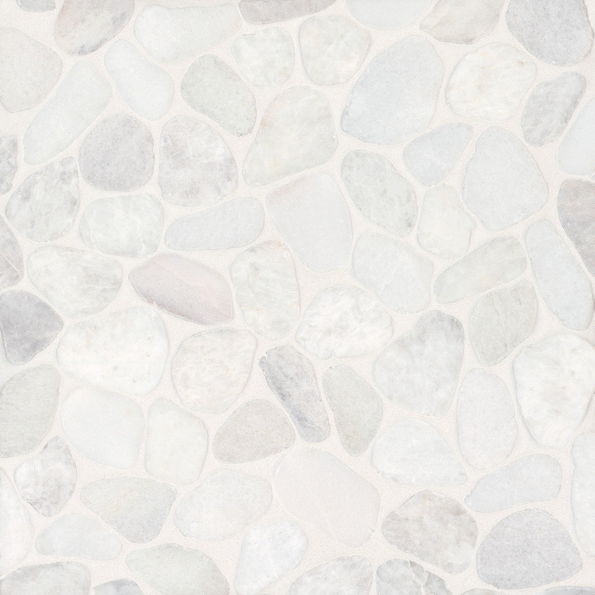 Bedrosians Tile &amp; Stone - Waterbrook 12&quot; x 12&quot; Medium Sliced Pebble Mosaic Tile - Thassos