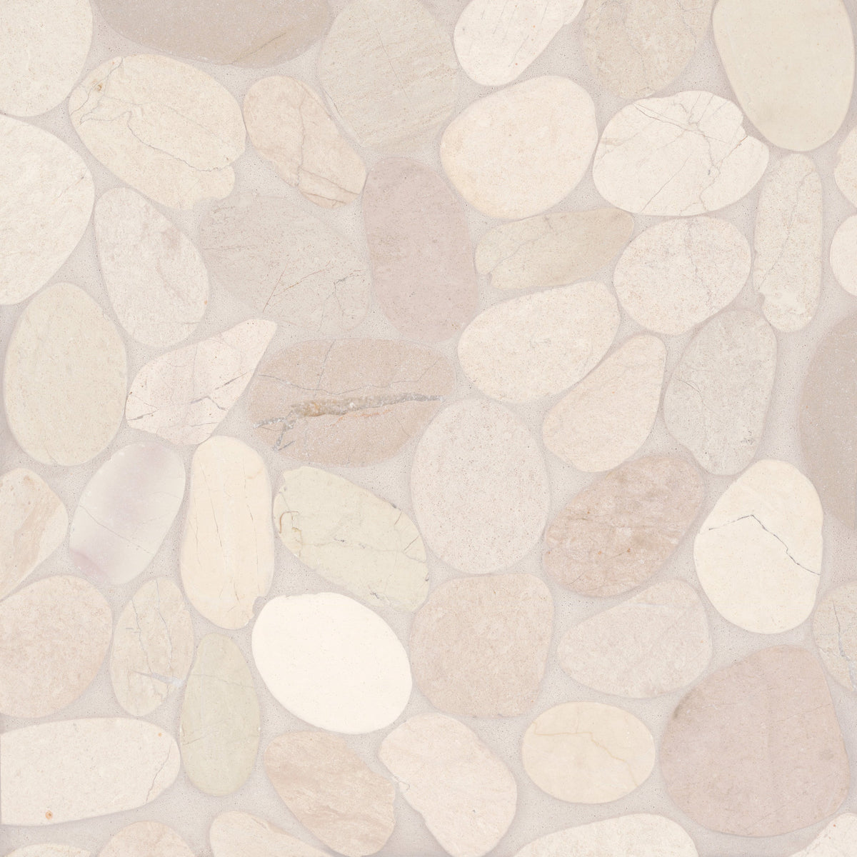 Bedrosians Tile &amp; Stone - Waterbrook 12&quot; x 12&quot; Jumbo Sliced Pebble Mosaic Tile - White