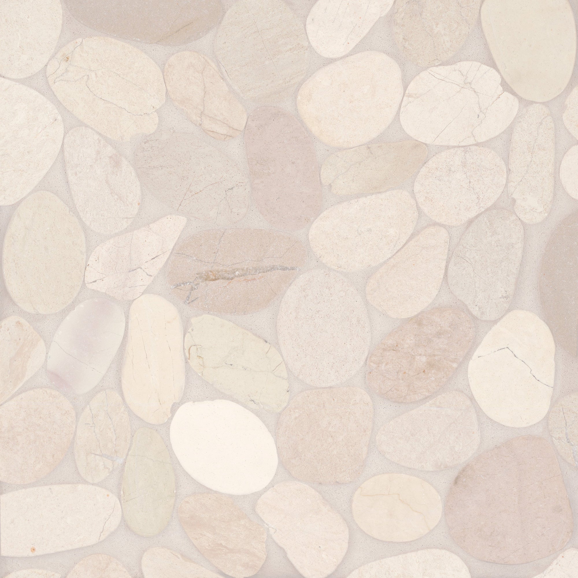 Bedrosians Tile & Stone - Waterbrook 12" x 12" Jumbo Sliced Pebble Mosaic Tile - White