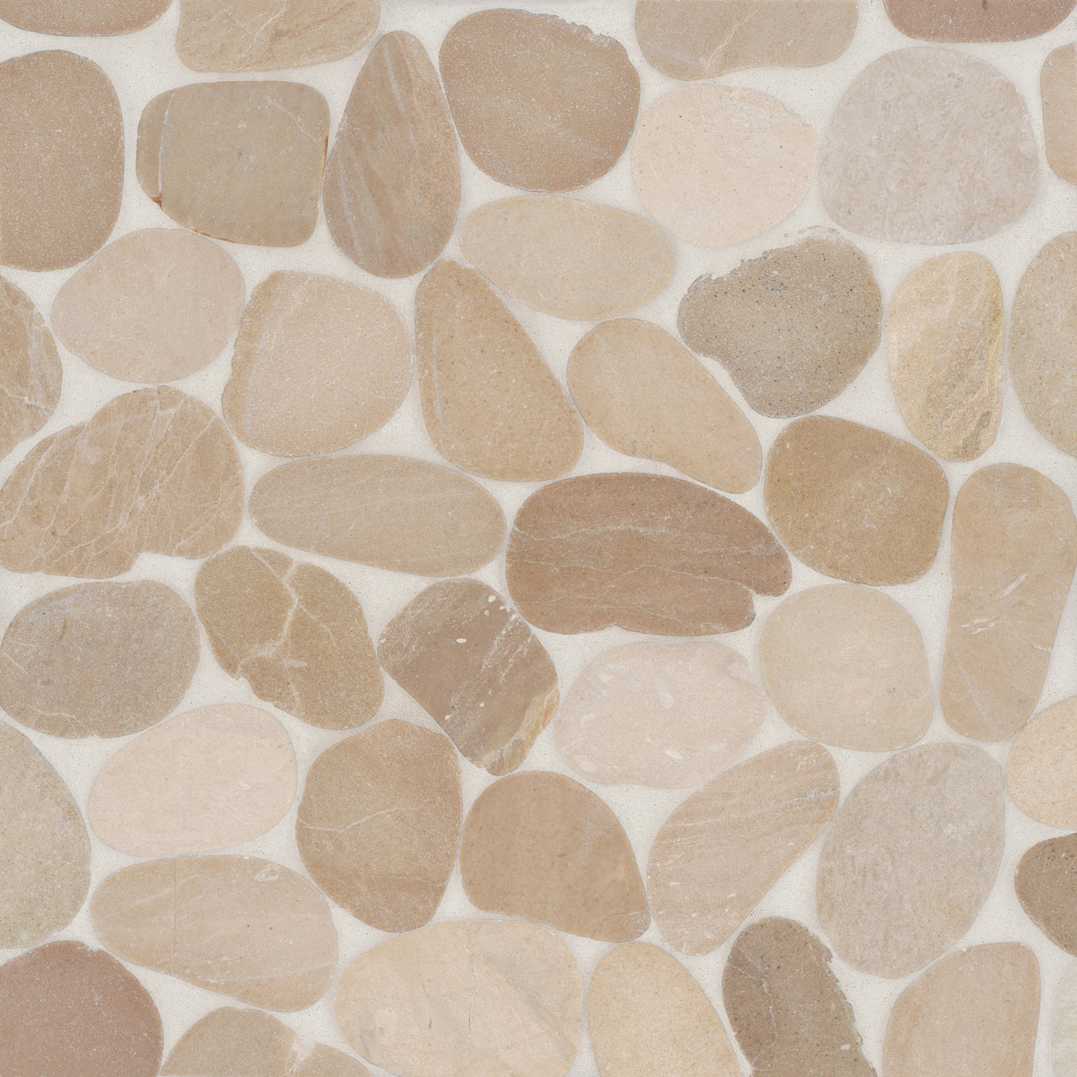 Bedrosians Tile &amp; Stone - Waterbrook 12&quot; x 12&quot; Jumbo Sliced Pebble Mosaic Tile - Tan