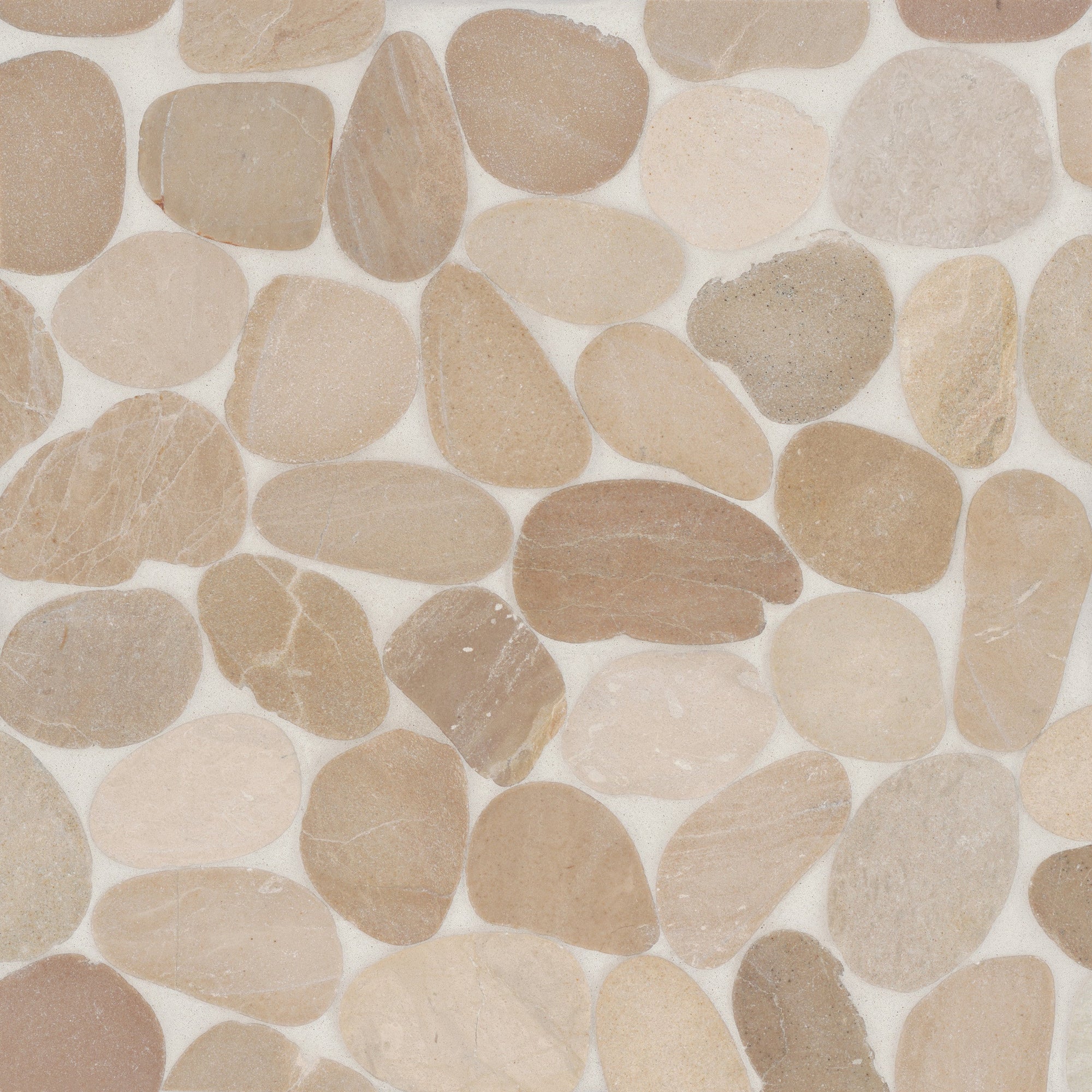 Bedrosians Tile & Stone - Waterbrook 12" x 12" Jumbo Sliced Pebble Mosaic Tile - Tan