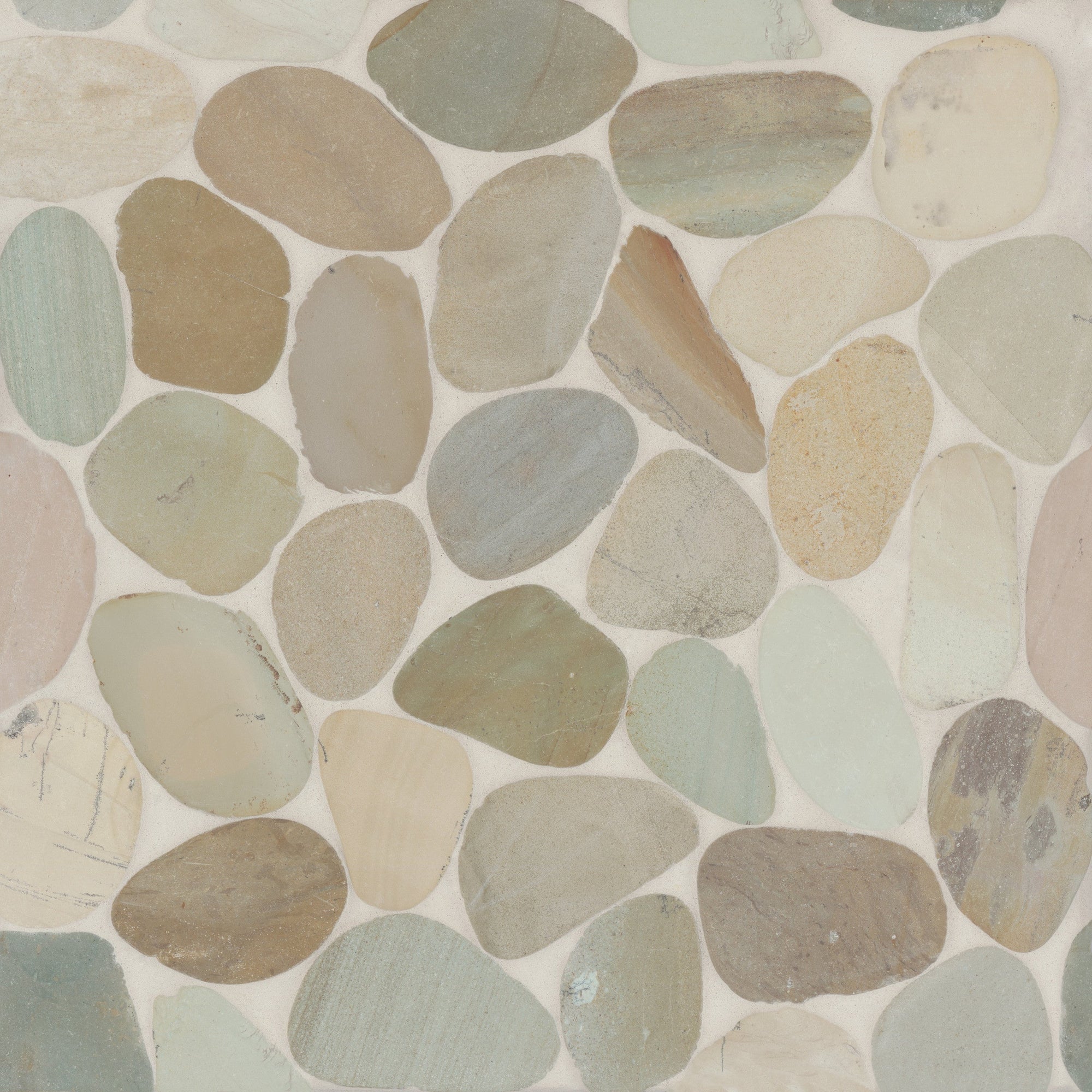Bedrosians Tile & Stone - Waterbrook 12" x 12" Jumbo Sliced Pebble Mosaic Tile - Golden