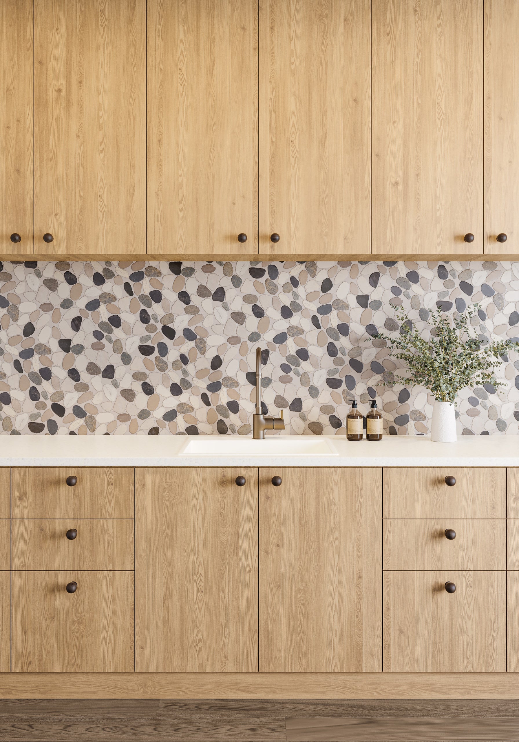 Bedrosians Tile & Stone - Waterbrook 12" x 12" Jumbo Sliced Pebble Mosaic Tile - Malaga Bay