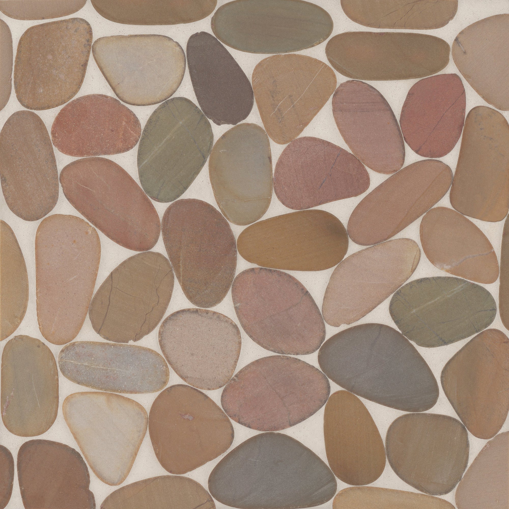 Bedrosians Tile & Stone - Waterbrook 12" x 12" Jumbo Sliced Pebble Mosaic Tile - Brown