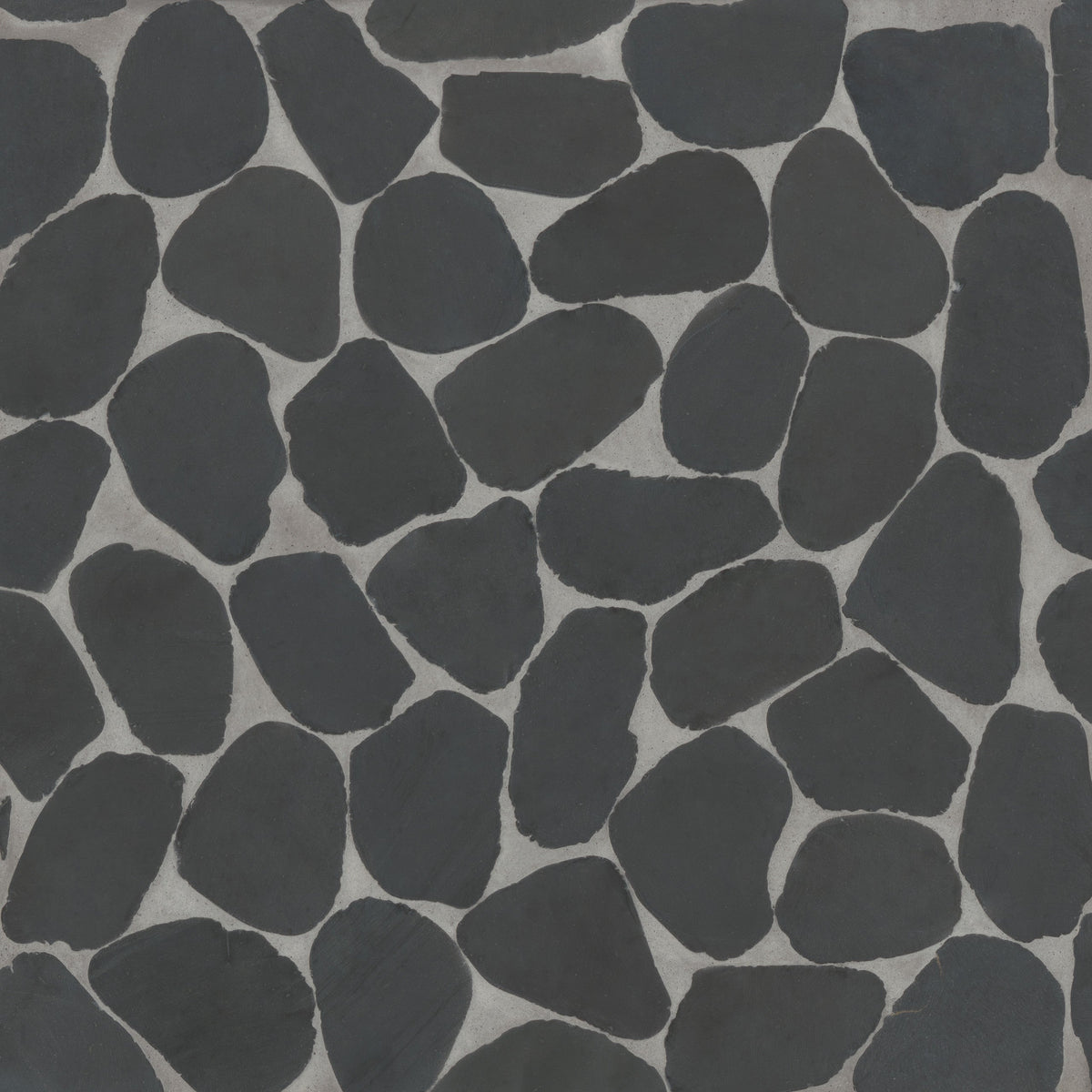 Bedrosians Tile &amp; Stone - Waterbrook 12&quot; x 12&quot; Jumbo Sliced Pebble Mosaic Tile - Super Black