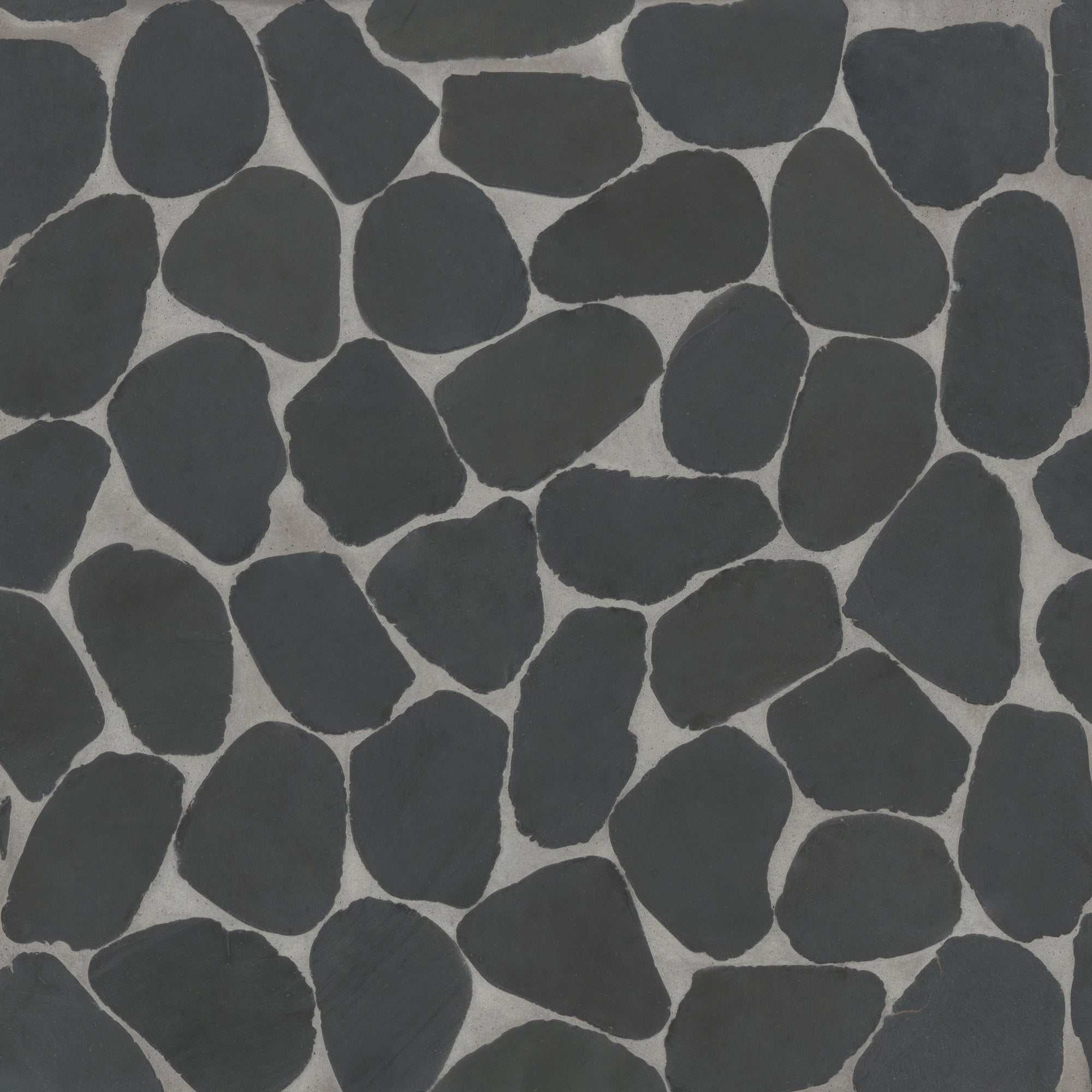 Bedrosians Tile & Stone - Waterbrook 12" x 12" Jumbo Sliced Pebble Mosaic Tile - Super Black