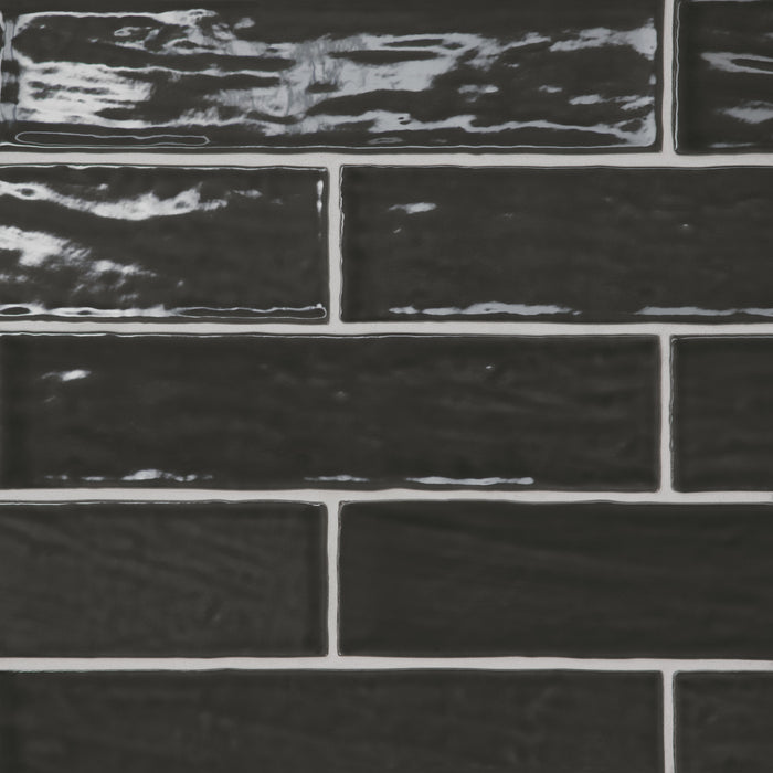 Bedrosians Tile & Stone - Marin 2.5" x 10" Glazed Ceramic Wall Tile - Black Sea