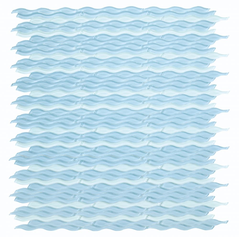 Elysium - Water Sapphire 11.5 in. x 12.5 in. Glass Mosaic