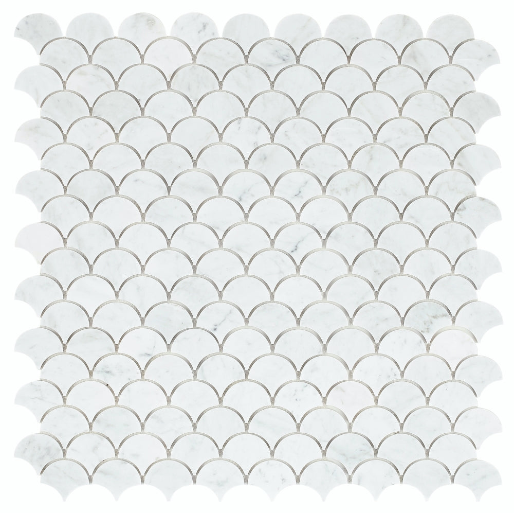 Elysium - Dragon Scale Carrara 9.75 in. x 9.75 in. Mosaic