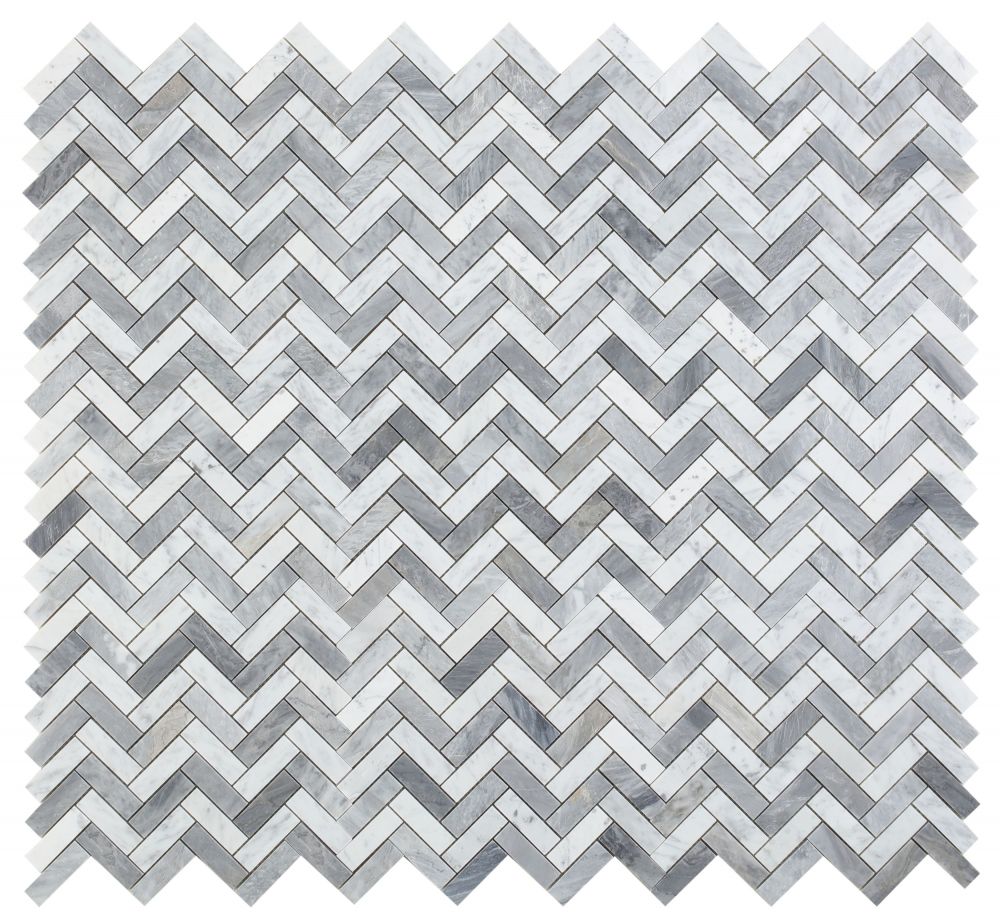 Elysium - Chevron Long Loft 11 in. x 12.5 in. Marble Mosaic