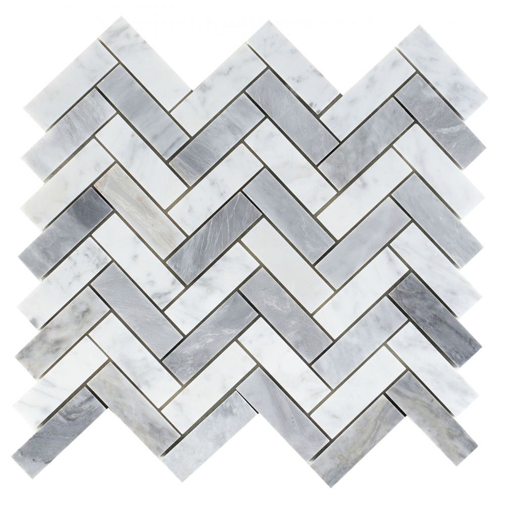 Elysium - Chevron Long Loft 11 in. x 12.5 in. Marble Mosaic