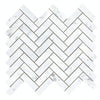 See Elysium - Chevron Long Carrara 11 in. x 12.5 in. Marble Mosaic