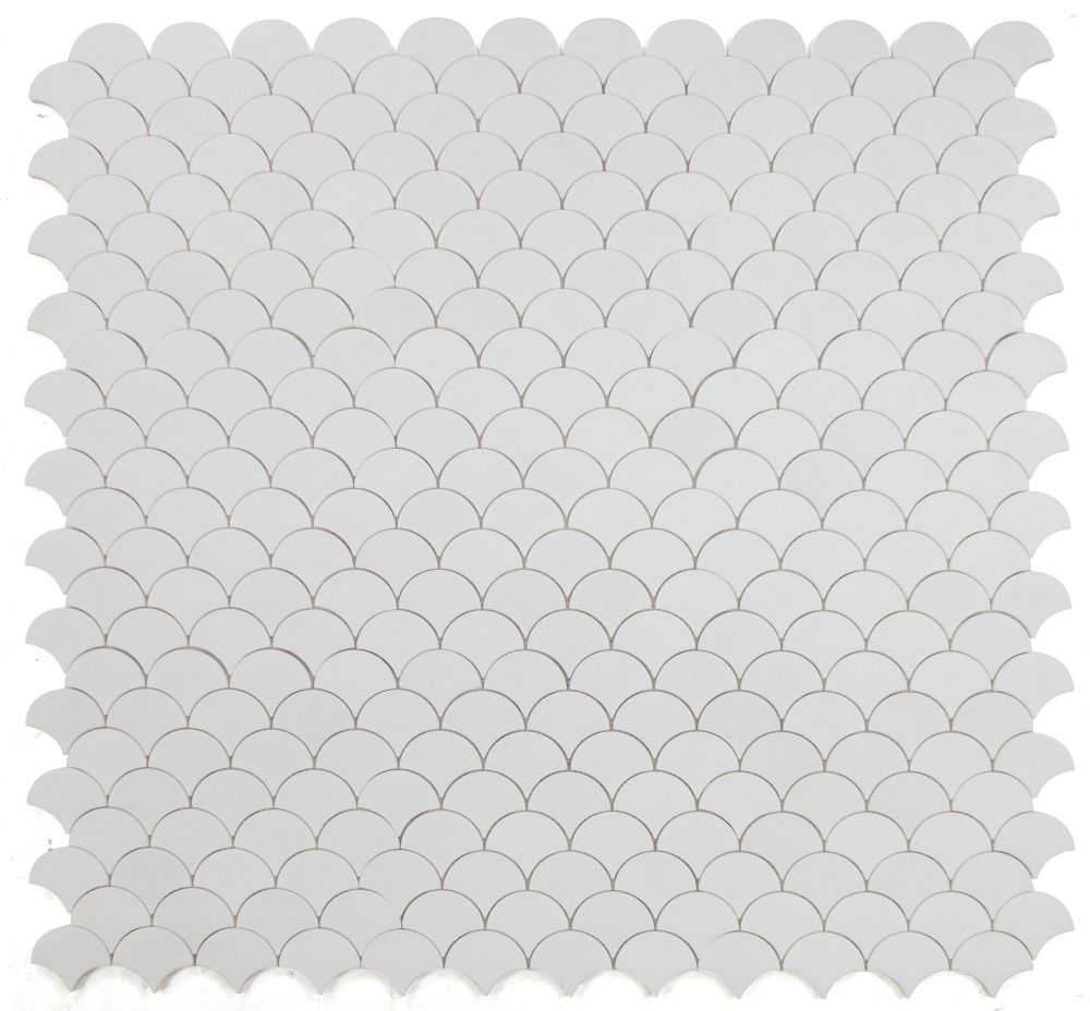 Elysium - Dragon Scale Thassos 12 in. x 12 in. Stone Mosaic