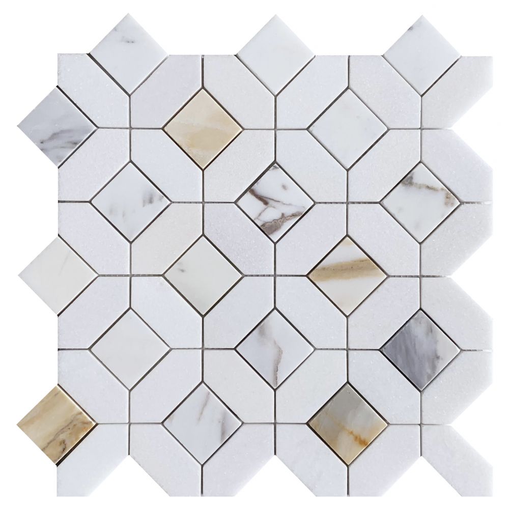 Elysium - Eclipse Calacatta Gold 12.25 in. x 12.25 in. Marble