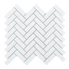 See Elysium - Chevron Long Thassos 11 in. x 12.5 in. Marble Mosaic