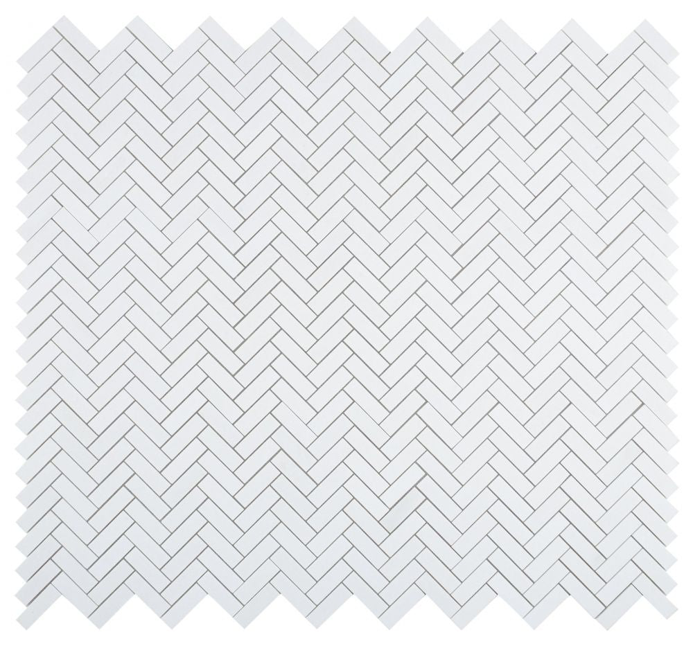 Elysium - Chevron Long Thassos 11 in. x 12.5 in. Marble Mosaic