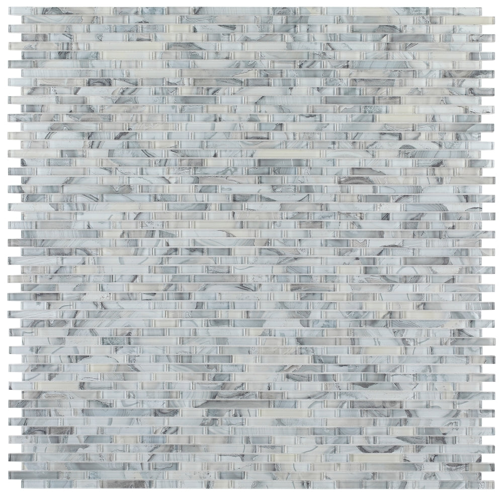 Elysium - Linear Shell Grey 11.75 in. x 12 in. Glass Mosaic