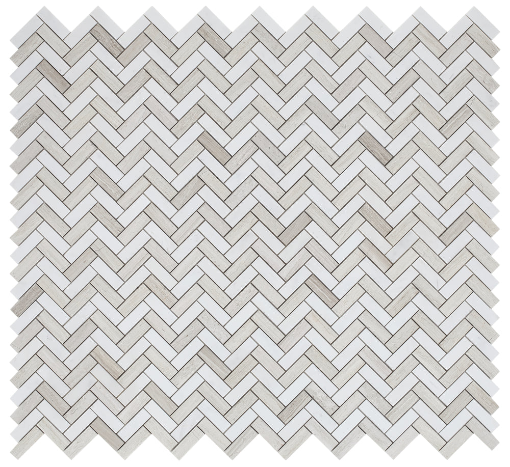 Elysium - Chevron 11 in. x 12.5 in. Marble Mosaic - Haisa