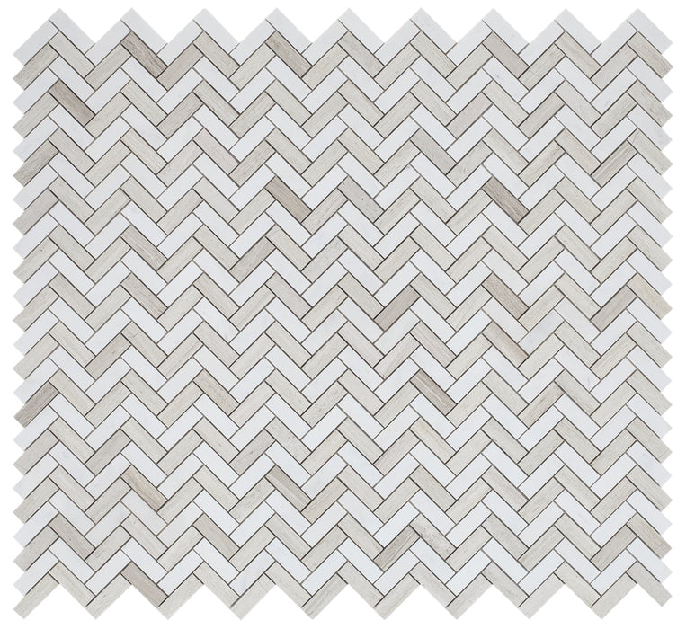 Elysium - Chevron 11 in. x 12.5 in. Marble Mosaic - Haisa