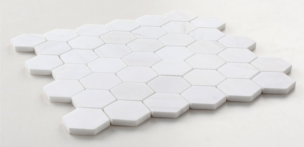 Elysium - Hexagon 2&quot; x 2&quot; Marble Mosaic - Dolomite Honed