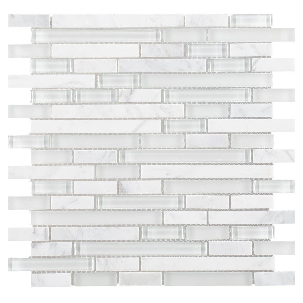 Elysium - Linear Victory New 11.75 in. x 12 in. Glass and Stone Mosaic