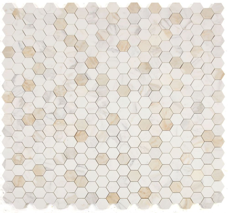 Elysium - Hexagon 2" x 2" Marble Mosaic - Calacatta Gold Honed