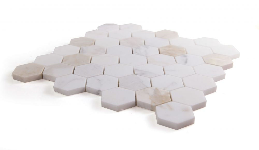 Elysium - Hexagon 2" x 2" Marble Mosaic - Calacatta Gold Honed
