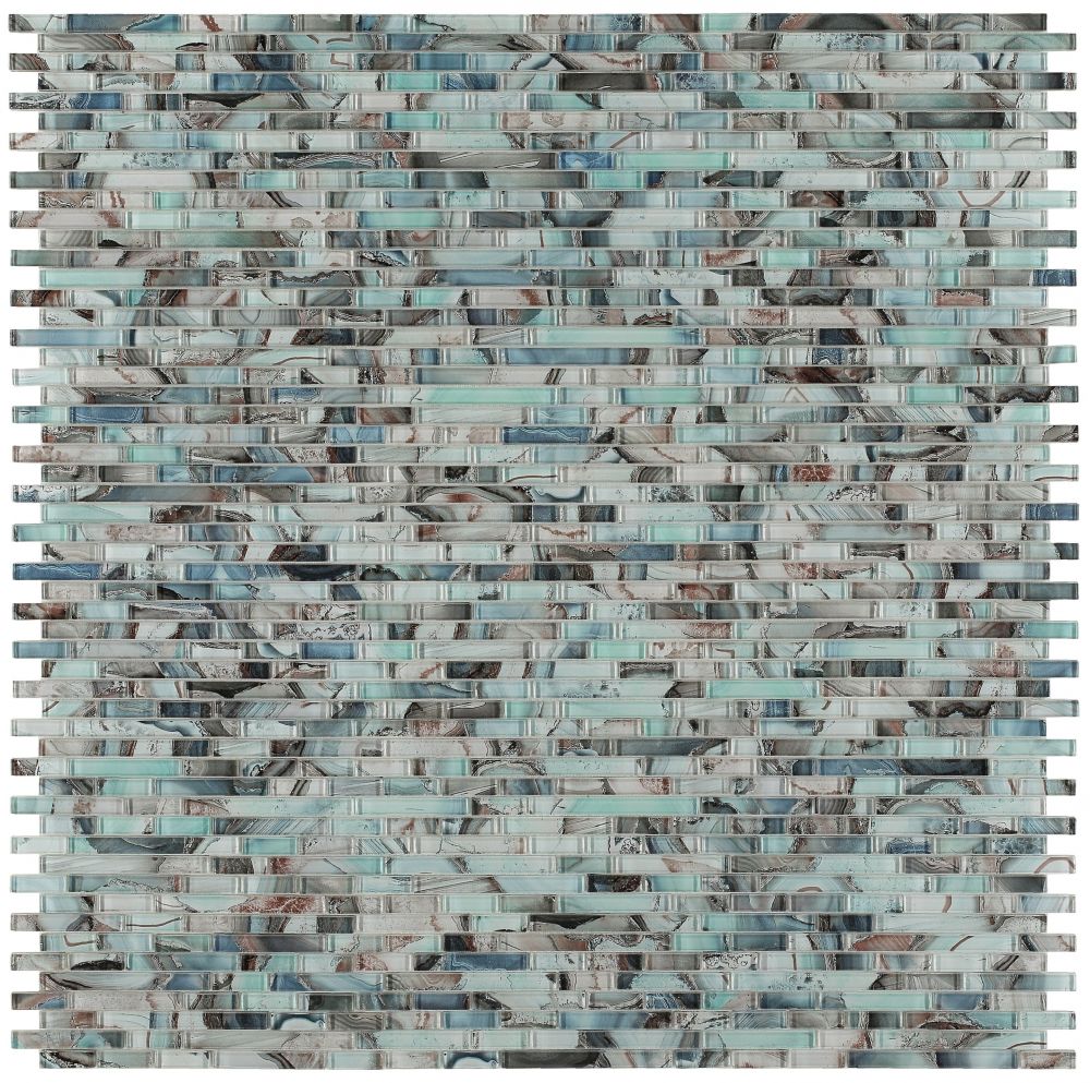 Elysium - Linear Shell Green 11.75 in. x 12 in. Glass Mosaic