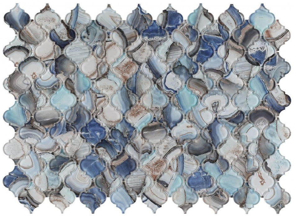 Elysium - Aladdin Shell Blue Glass Arabesque Mosaic