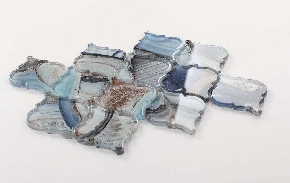 Elysium - Aladdin Shell Blue Glass Arabesque Mosaic