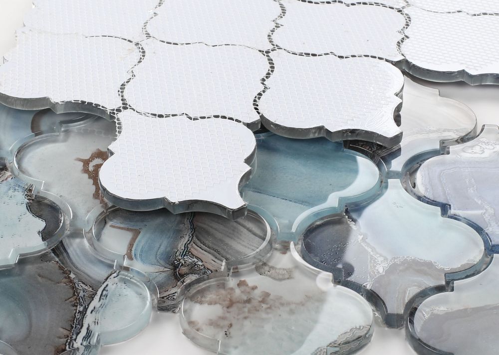 Elysium - Aladdin Shell Blue Glass Arabesque Mosaic