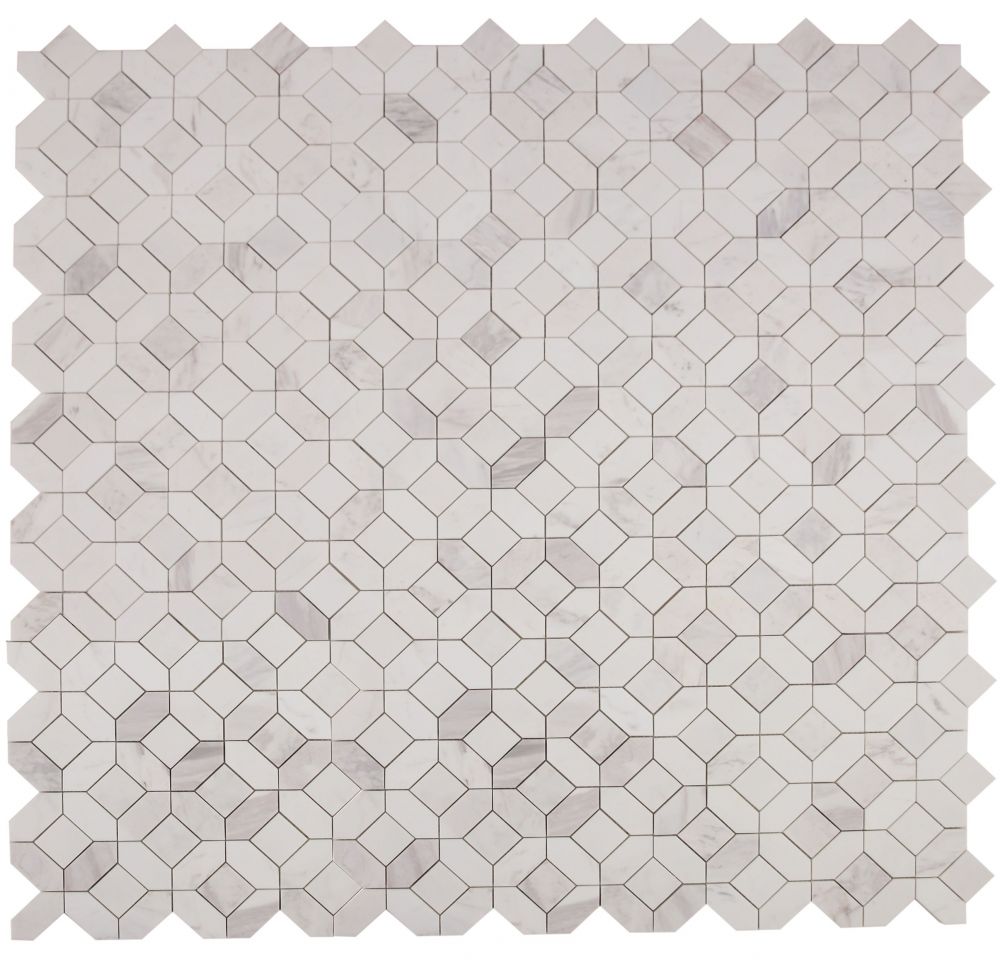 Elysium - Eclipse White 12 in. x 12 in. Marble Mosaic