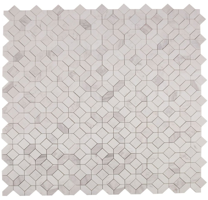 Elysium - Eclipse White 12 in. x 12 in. Marble Mosaic