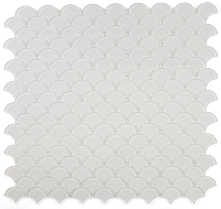 Elysium - Dragon Scale 9.5 in. x 9.75 in. Glass Mosaic - White