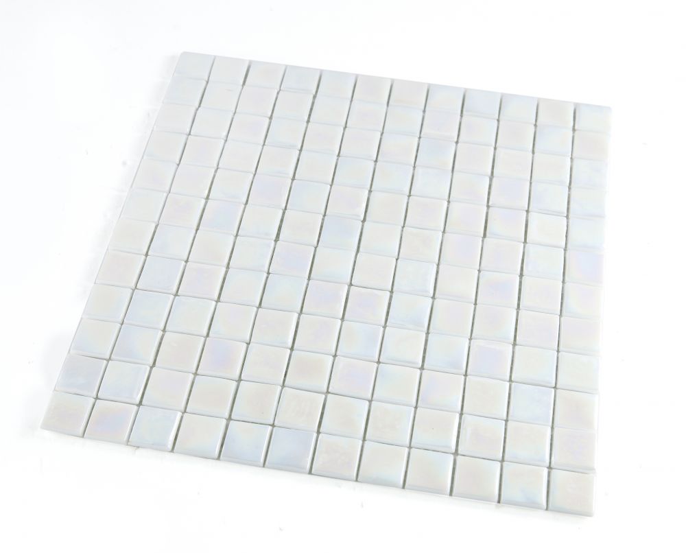 Elysium - Laguna White Square 11.75 in. x 11.75 in. Stained Glass Tile