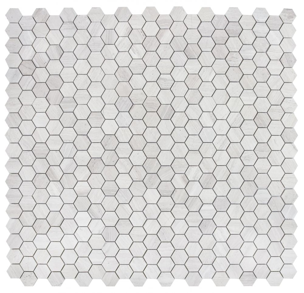 Elysium - Hexagon Grey 2x2 12 in. x 12 in. Marble Mosaic