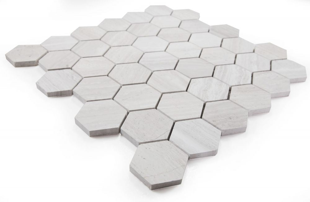 Elysium - Hexagon Grey 2x2 12 in. x 12 in. Marble Mosaic